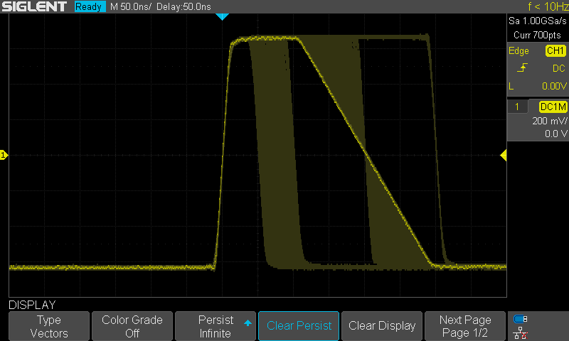 SDG1000X pulse width and  risetime adjust example