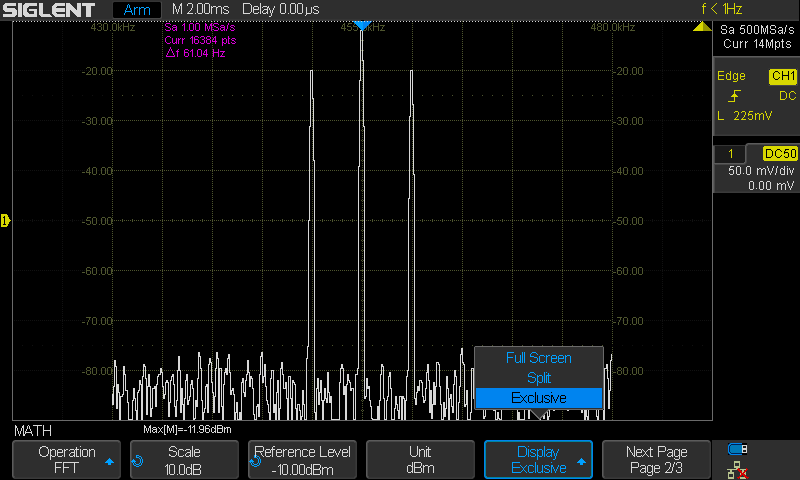 FFT example 455kHz AM 5kHz koko näyttö