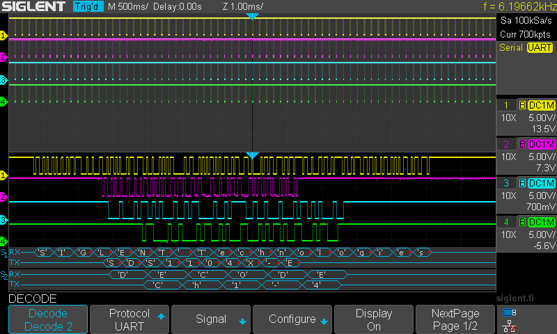 SDS1104X-E serial decode 4ch full duplex